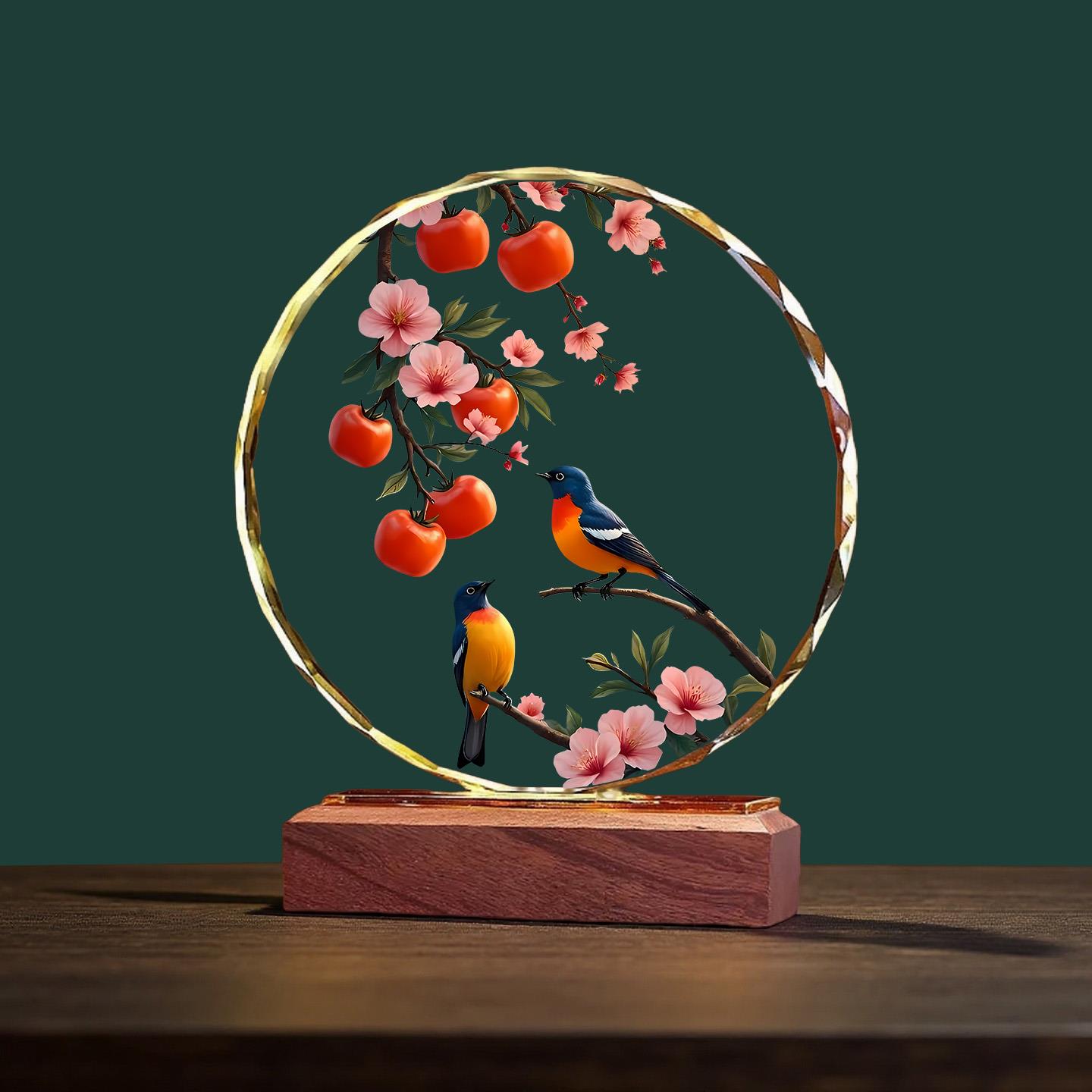 柿柿如意水晶摆件平安喜乐客厅玄关酒柜装饰品乔迁新居开业礼摆台 - 图0