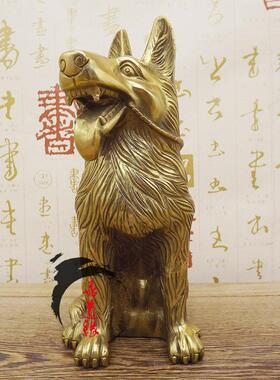 大号纯铜狗黄铜狗铜狗狼狗招财狗旺财狗生肖狗工艺品摆件一对摆设