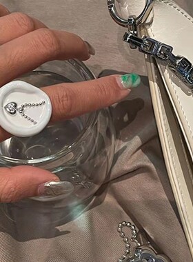 新品法式超仙封印m爱情火漆印章珐琅开口戒指我粉你经典珐戒指