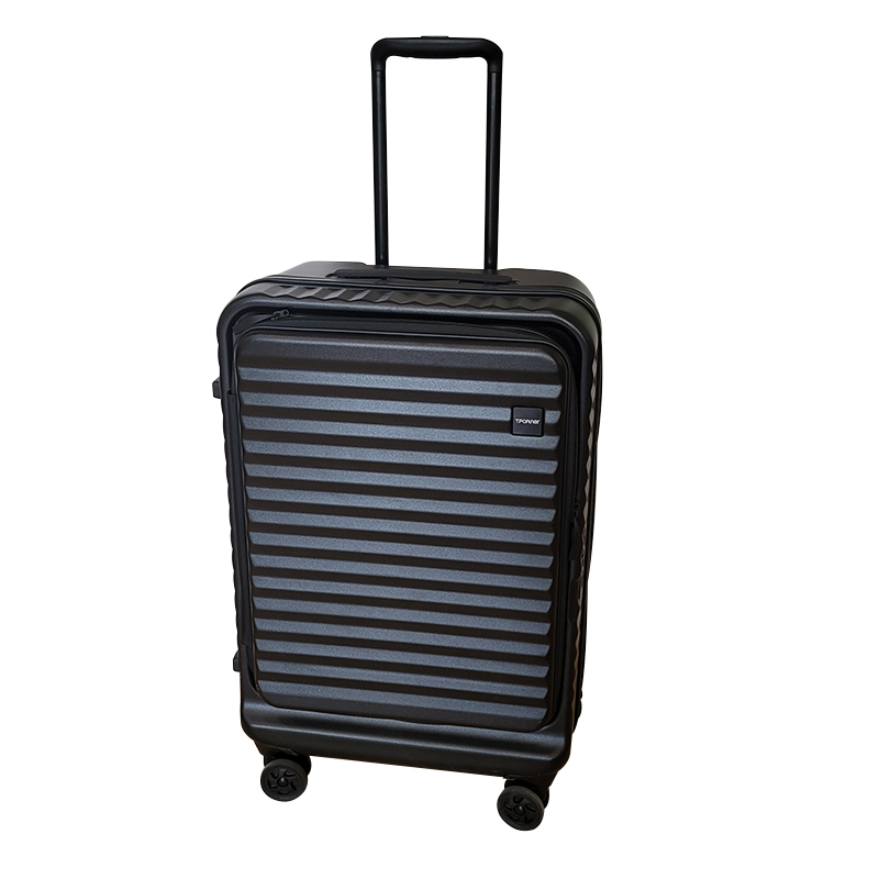 商务登机行李箱女20寸前翻盖夹层旅行箱男24静音万向轮PC密码箱28 - 图3