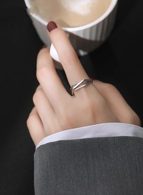 开口可调节戒指女冷淡风小众时尚食指戒港风气质高级感不掉色指环