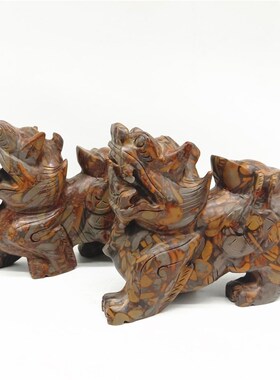 天然石材貔貅一对摆件客厅电视柜办公室博古架工艺品乔迁开业礼品