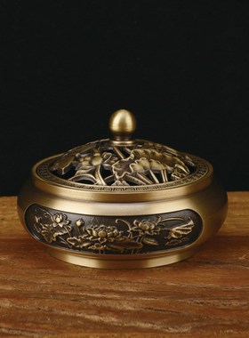 铜雕花香炉摆件三足铜香炉家用熏香炉檀香佛具铜器厂家