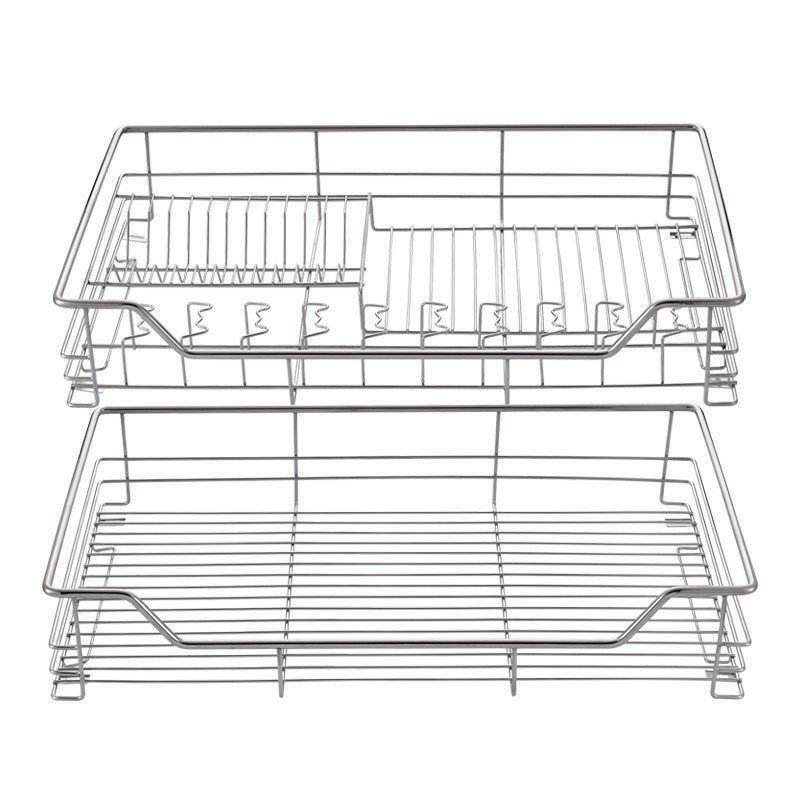 304不锈钢橱柜拉蓝 实心圆钢双层碗碟拉篮置物架 阻尼轨,淘宝优惠券,粉丝福利购,淘宝优惠卷