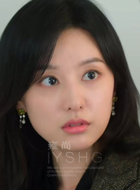 眼泪女王洪海仁金智媛同款耳环绿水滴耳饰轻奢高级感韩国气质耳钉