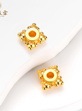 足金999金包银十字花背云线束diy