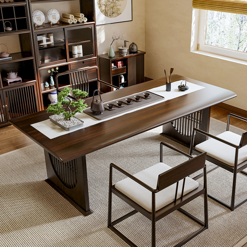 侘寂风实木茶桌现代简约家用茶台高端大平层岛台茶桌设计师办公桌,淘宝优惠券,粉丝福利购,淘宝优惠卷