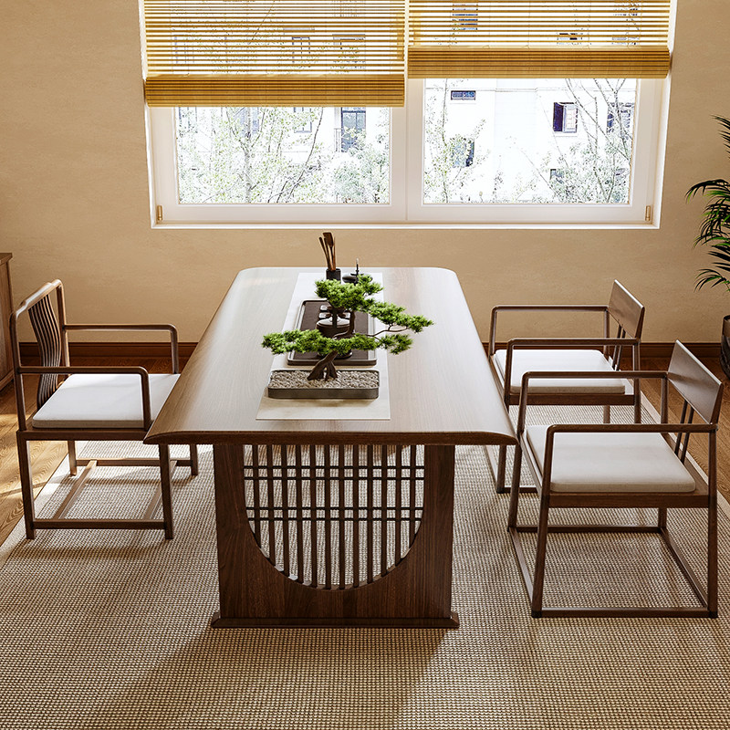 侘寂风实木茶桌现代简约家用茶台高端大平层岛台茶桌设计师办公桌,淘宝优惠券,粉丝福利购,淘宝优惠卷