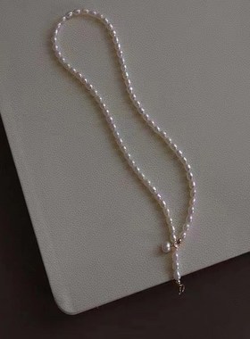 强光米粒粒淡水珍珠5-6mm项z链女38cm时尚通勤珍珠配饰锁骨链