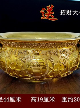 风水纯铜聚宝盆招财摆件铜香炉家居聚财招财进宝店铺柜台礼品