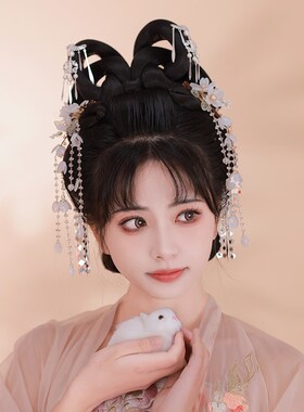 十二花神梨花白色汉服发饰女款古装头饰发夹流Q苏秋冬古风配饰对