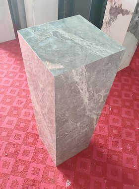 极速中灰色岩板石头摆件底座长方形室内装饰立Q柱电视柜旁落地花