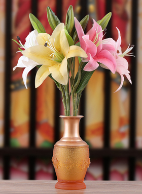 极速古法琉璃供具k家用供奉套装佛前供佛八吉祥供灯供果盘佛具用