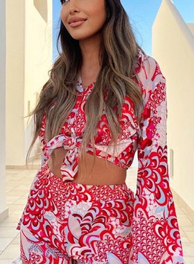 极速hiarigin 2pcs Beach Styles Satin Sets Women Fashion Scen