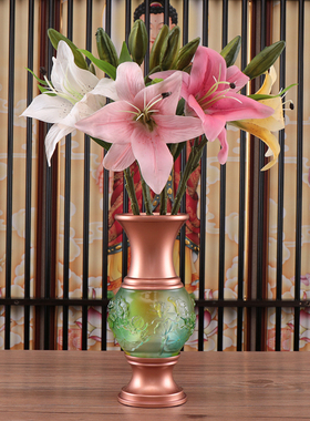 极速琉璃供具摆件套装佛前佛具用品大全家用室内T香炉花瓶供盘供