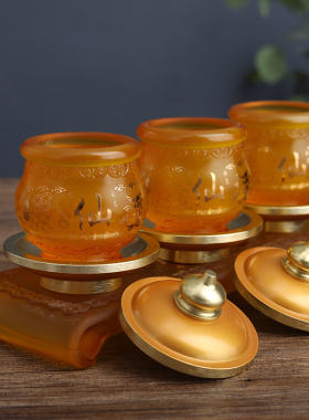 新品琉璃供水杯圣水杯家用佛堂供奉E仙家招财供佛杯敬神供杯贡杯