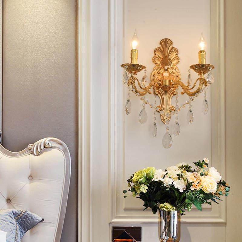 欧式锌合金墙壁灯餐厅客厅金色水晶壁灯别墅酒店过道走廊装饰壁灯,淘宝优惠券,粉丝福利购,淘宝优惠卷