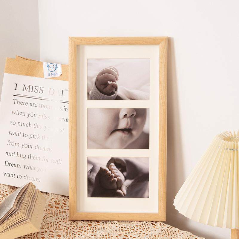 实木三宫格三联相框摆台儿童宝宝细节创意照相框洗照片挂摆两用,淘宝优惠券,粉丝福利购,淘宝优惠卷