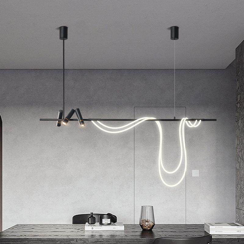 后现代轻奢艺术长条餐厅吊灯北欧设计师饭厅餐桌吧台线条艺术灯具,淘宝优惠券,粉丝福利购,淘宝优惠卷