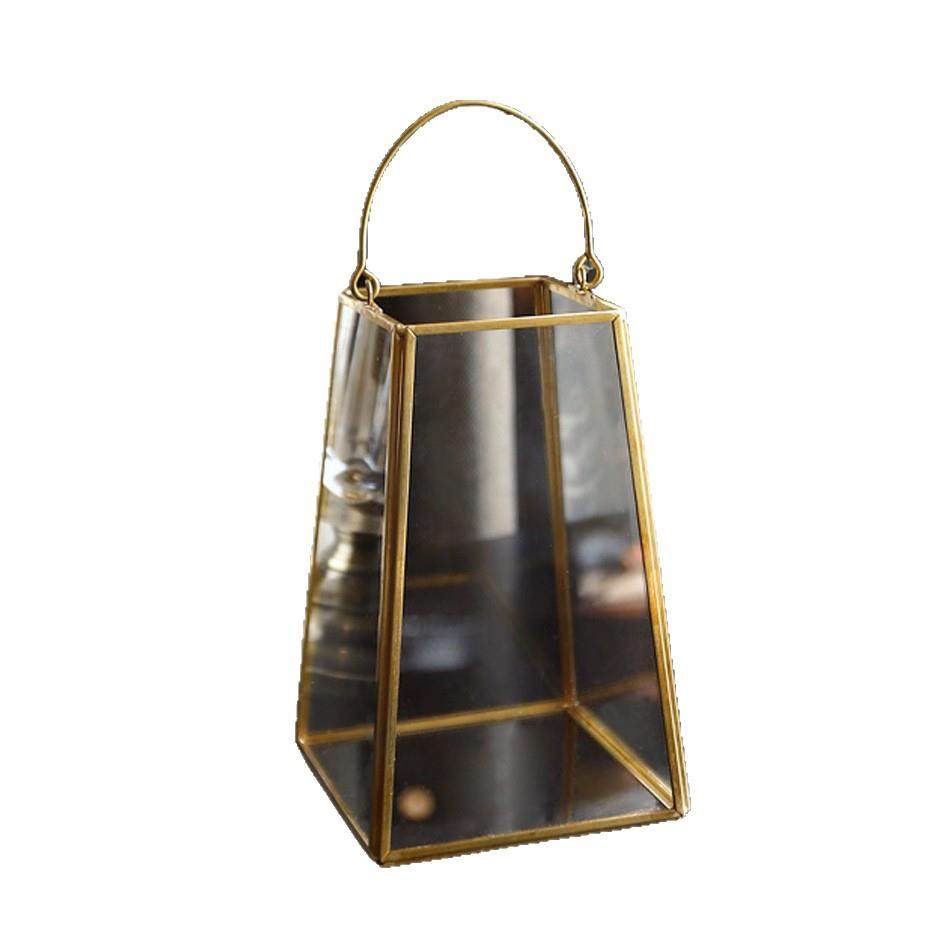 梯形中北欧复古铜框几何梯形玻璃花房手提烛台风灯婚礼装饰收纳盒,淘宝优惠券,粉丝福利购,淘宝优惠卷