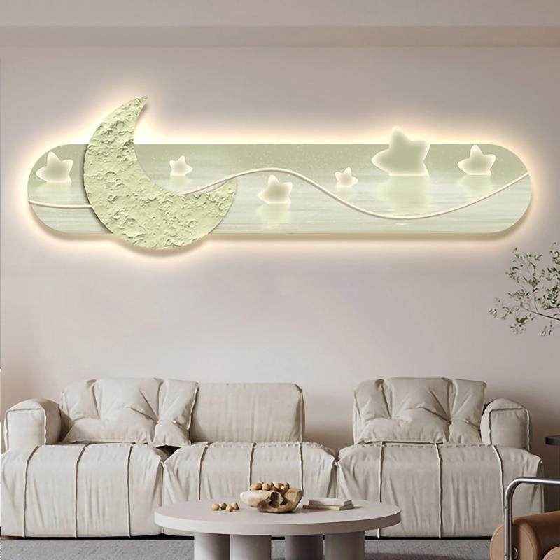 轻奢led灯画客厅卧室装饰画简约现代儿童房间挂画月亮壁画高级感,淘宝优惠券,粉丝福利购,淘宝优惠卷