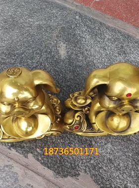 纯铜猪如意猪笑脸猪铜元宝如意猪生肖猪财字猪家居装饰品摆件