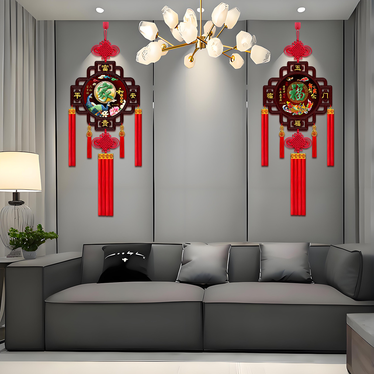 中国结挂件客厅福牌中国结桃木挂饰大号玄关背景墙电视墙平安结,淘宝优惠券,粉丝福利购,淘宝优惠卷