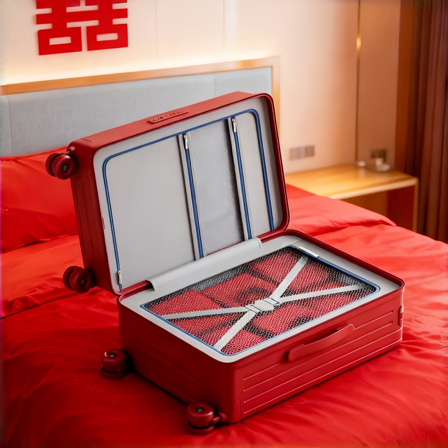旅大侠宽拉杆结婚行李箱女陪嫁箱红色密码箱婚礼蜜月喜箱子母箱女,淘宝优惠券,粉丝福利购,淘宝优惠卷