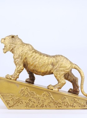 抖优严选纯铜老虎上山虎铜摆件客厅书房办公P室公司前台霸气装饰