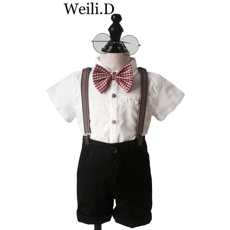 2021夏季男童英伦风礼服 男宝宝绅士周岁套装短袖白衬衫背带裤帅,淘宝优惠券,粉丝福利购,淘宝优惠卷