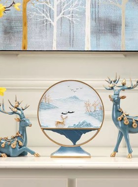 创意客厅电视酒柜情侣对鹿摆件福字家居装饰工艺乔迁新居结婚礼品