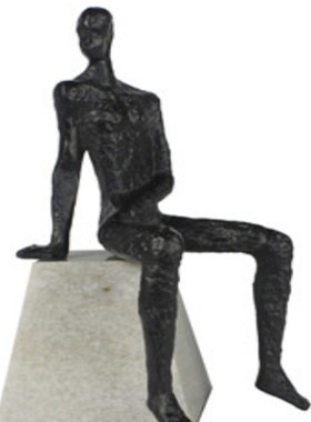 家居酒店会所h别墅饰品样品房铁大理石铸铁书房客厅摆件人物装饰