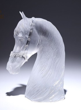 琉璃中东b马头摆件马到成功水晶工艺品办公室客厅酒柜桌面装饰艺