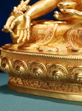 琉璃光佛西藏式黄铜佛像居家办公工艺品佛堂供奉S民族桌面摆件7寸