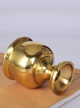 供财神酒杯供佛水杯家用奉神茶杯黄铜光身供杯三连套贡杯摆件包邮