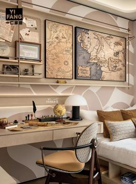 一匚 覆古装饰地球仪航海地图主题 样板间儿童房卧室书房书架摆件