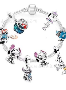 2023年Diy新款镀银925蛇骨链学生闺蜜卡通精美手饰串珠手链