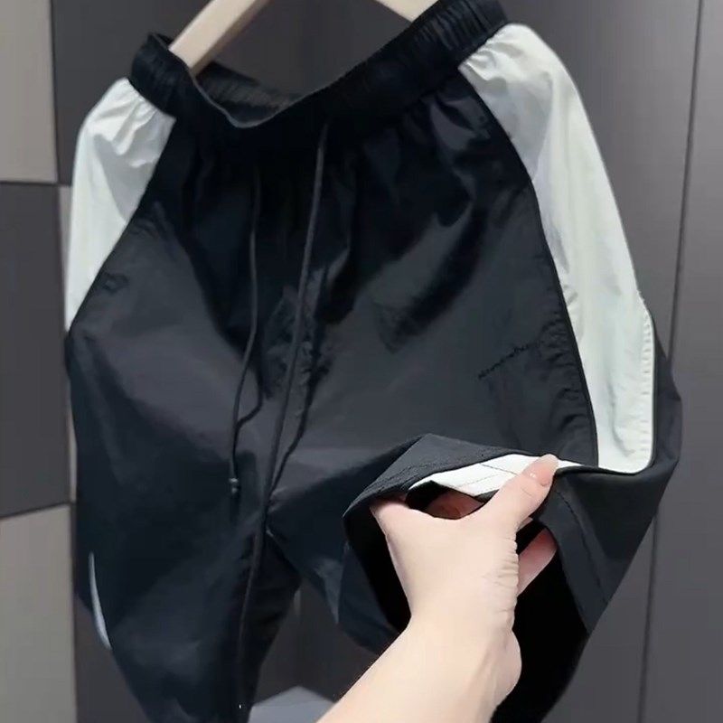 男款夏款短裤撞色拼接设计感潮流时尚五分裤男韩版宽松潮牌沙滩裤,淘宝优惠券,粉丝福利购,淘宝优惠卷