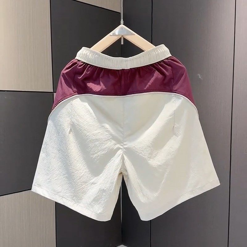 男款夏款短裤撞色拼接设计感潮流时尚五分裤男韩版宽松潮牌沙滩裤,淘宝优惠券,粉丝福利购,淘宝优惠卷