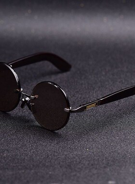 天然水晶石眼镜圆形复古墨镜男中老年太阳眼镜清凉护目开车专用