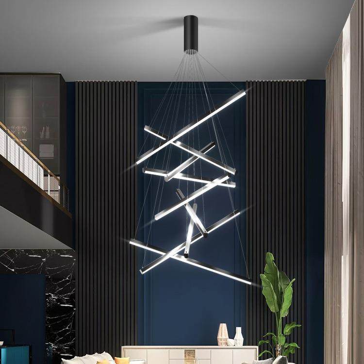 复式楼梯吊灯 简约现代别墅挑空客厅极简创意个性长条led线条灯具,淘宝优惠券,粉丝福利购,淘宝优惠卷