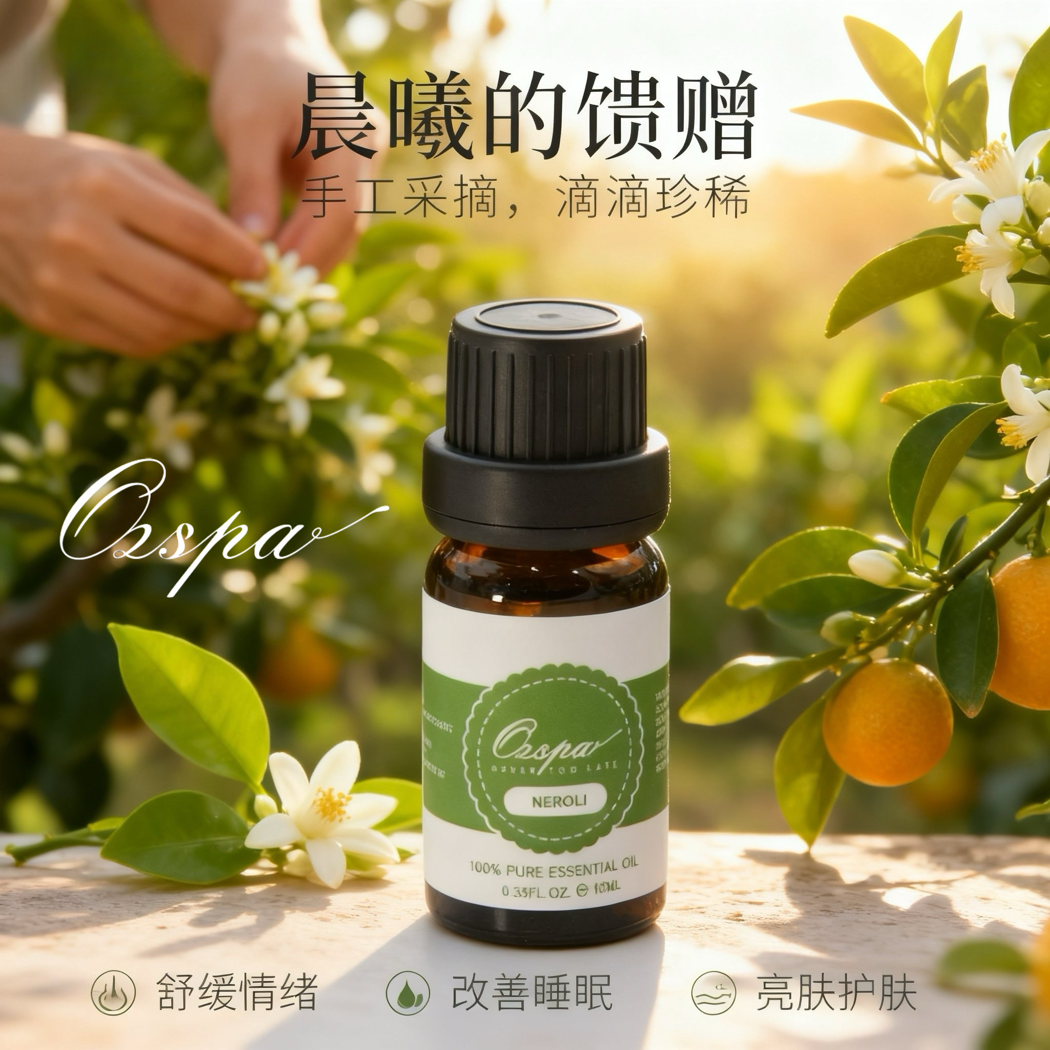 Ozspa澳洲品牌橙花精油摩洛哥苦橙花植物萃取卧室香薰芳疗10ml,淘宝优惠券,粉丝福利购,淘宝优惠卷