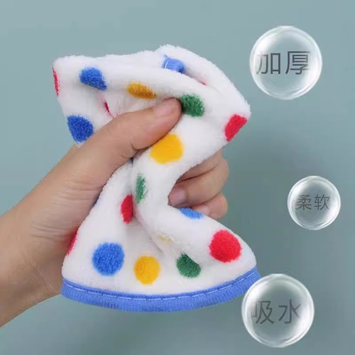 抹布波点珊瑚绒抹布波点加厚强吸水可挂厨房洗碗家用带挂绳抹布 - 图3