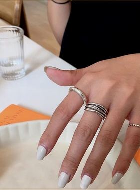 极速韩国a东大门交叉缠绕复古多层戒指女ins冷淡风开口可调节食指