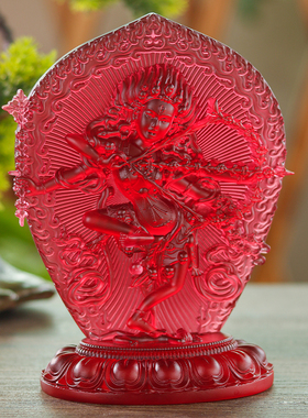 新品古法琉璃佛像红色o作明佛母居家供奉寺庙家用客厅桌面摆件日