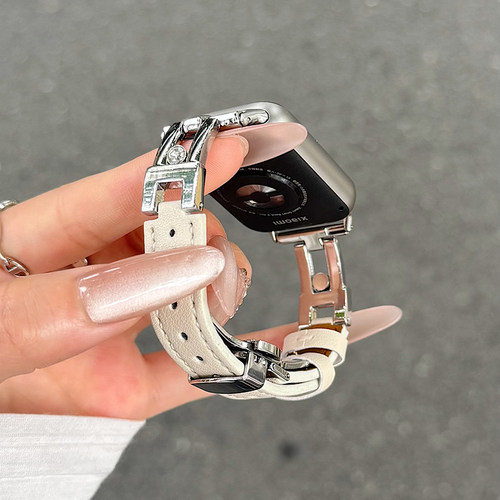 适用于红米redmi watch5/4代表带新款走珠滑梯拼皮蝴蝶扣小米手环9/8pro时尚轻奢感小香风款替换腕带男女生款 - 图2