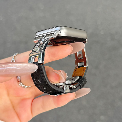 适用于红米redmi watch5/4代表带新款走珠滑梯拼皮蝴蝶扣小米手环9/8pro时尚轻奢感小香风款替换腕带男女生款 - 图0