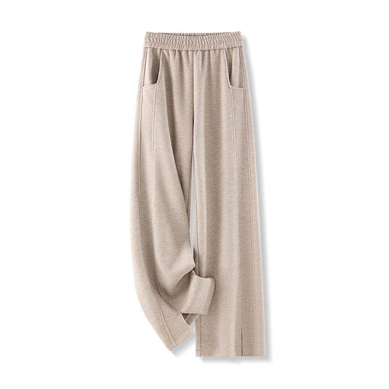 羊毛呢阔腿裤女秋冬新款高腰宽松垂感弹力舒适直筒休闲长裤松紧腰,淘宝优惠券,粉丝福利购,淘宝优惠卷