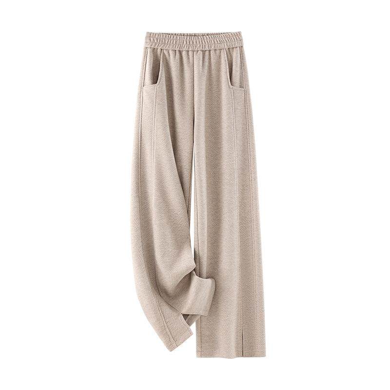 羊毛呢阔腿裤女秋冬新款高腰宽松垂感弹力舒适直筒休闲长裤松紧腰,淘宝优惠券,粉丝福利购,淘宝优惠卷