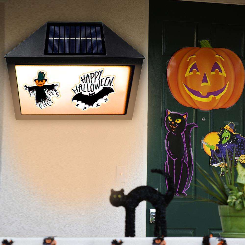 太阳能数字门牌灯户外七彩壁灯遥控万圣节LED光控防水圣诞节装饰 - 图0